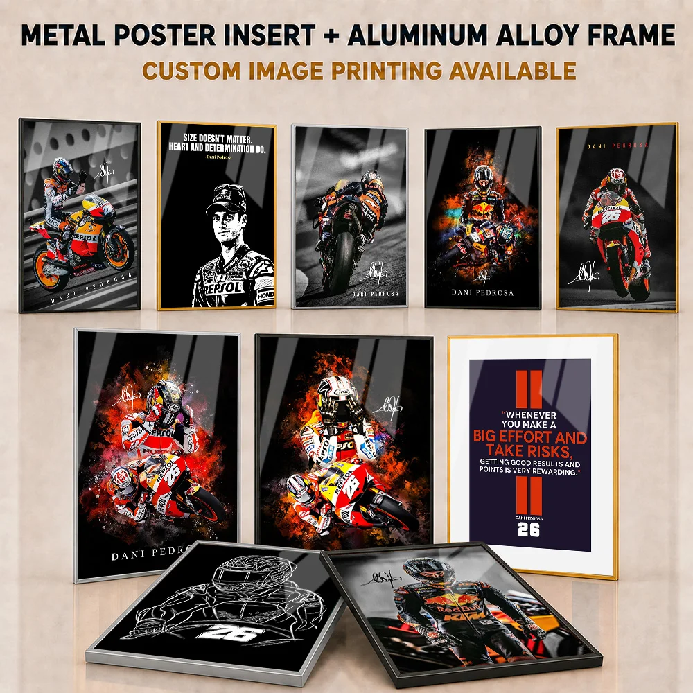 Dani Pedrosa Metal Poster With Aluminum Alloy Frame Personalized Photo High Speed Championship Style Wall Art For Home Garage
