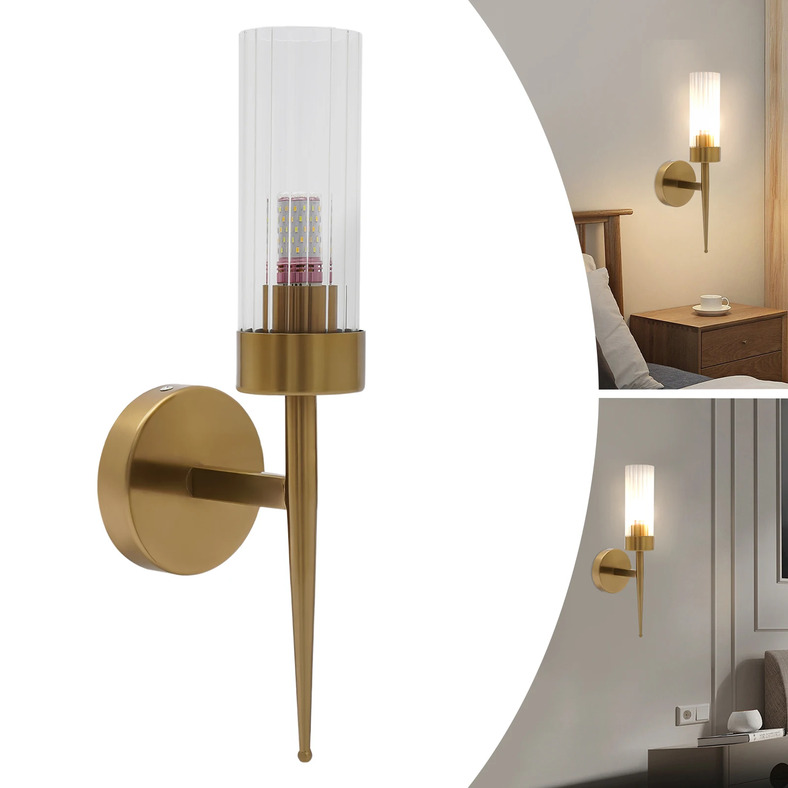 Elegant Gold Wall Light, 1-Light Wall Sconce, Luxurious Electroplated Finish, Transparent Glass Shade, Easy to Clean, Perfect