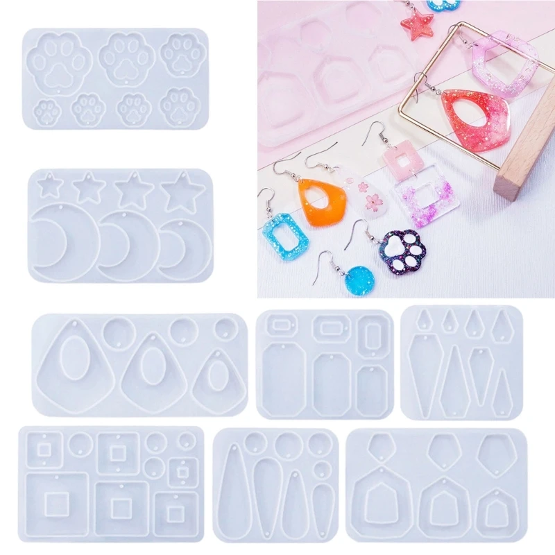 Pendant Mold Clay Molds Silicone Earrings Moulds with Holes Silicone Material Ear Hook Gift for DIY Hand Making Lover