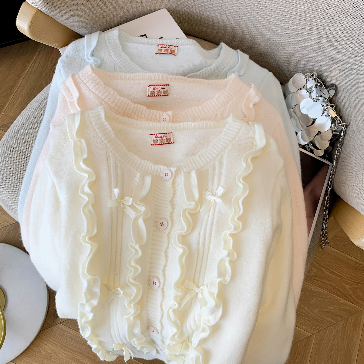 

Осенне-зимний вязаный кардиган с кружевной отделкой, цветной блузкий кардиган, женский свитер в консервативном стиле, пальто, теплый, удобный, длинный све, круглый Ne