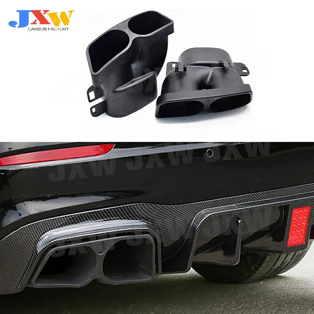 

2PCS For Mercedes Benz C / E / S / GLE / GLS Class W205 W212 E63 B Style Black Car Rear Exhaust Pipe Muffler Tail Tips Cover