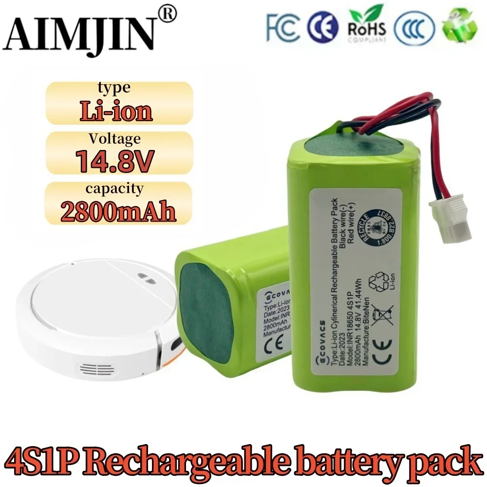 14.8v 2800mAh Replacement Battery Compatible with Ecovacs Deebot N79 N79S DN622 & Eufy RoboVac 11,11S,12,15C,15T,35C,G10 Hybrid