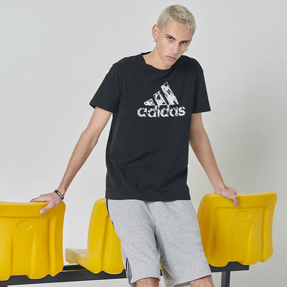Adidas Men's Black Graphic T - Shirt, Short Sleeve, Crew Neck, for Casual Daily Wear