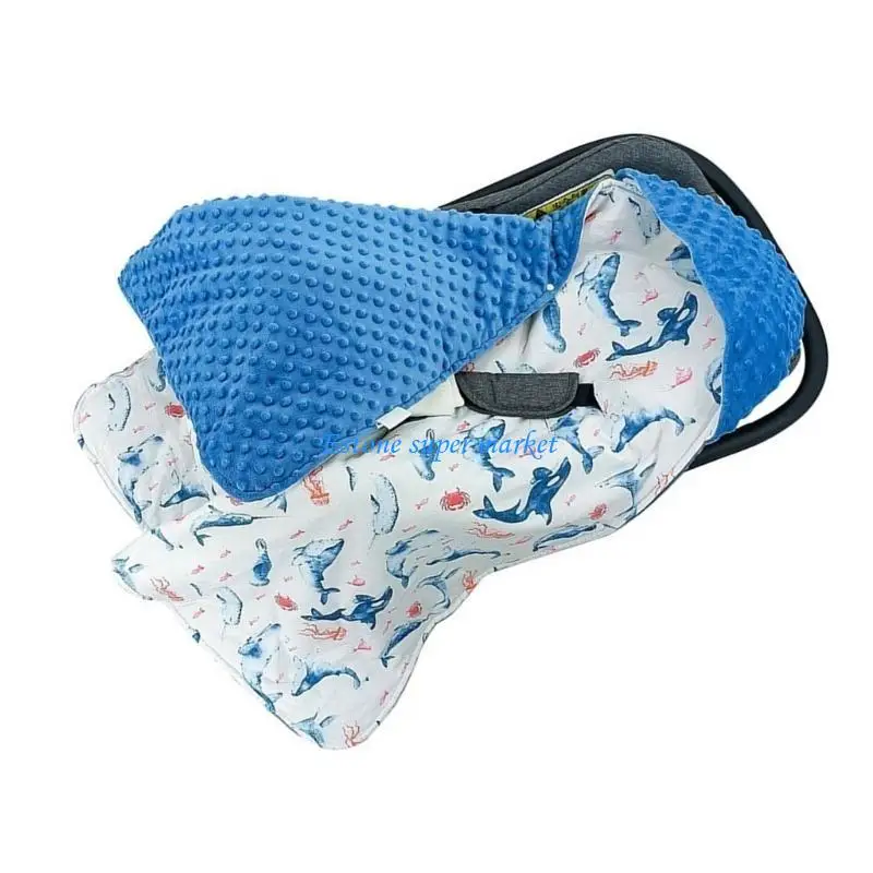 090B Uprgades Baby Car seats Blanket Multifunction Baby Swaddles Blanket Lovely Pattern Reversible Baby Blanket for Newborns
