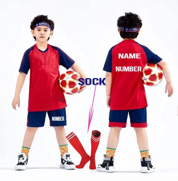 

Custom Boys Football Shirts Shorts Boys Soccer Jerseys Suits Personalized Children's Football Clothing