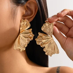 Ingemark Exaggerated Maple Leaf Stud Earrings Trend 2025 for Women Punk Geometric Piercing Earrings Grunge Jewelry Steampunk New
