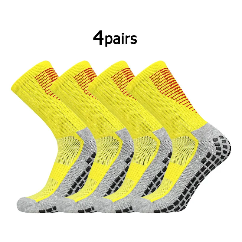 4 pairs New Football Socks Men and Women Sports Socks Non-slip Silicone Bottom Soccer Basketball Grip Socks