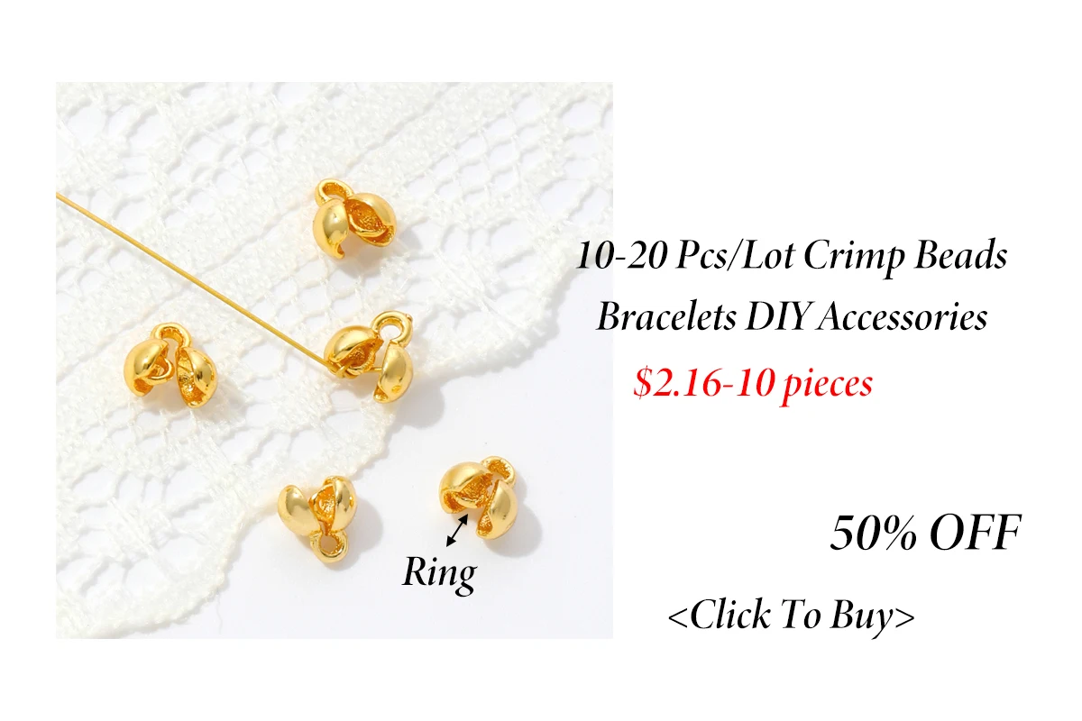 10/20 Stück 18K vergoldete Quetschperlen für Schmuck, Crimpperlenabdeckung, Perlenspitze, Kugelkettenverbinder, DIY-Zubehör, Crimp-Endperle – Detail 1