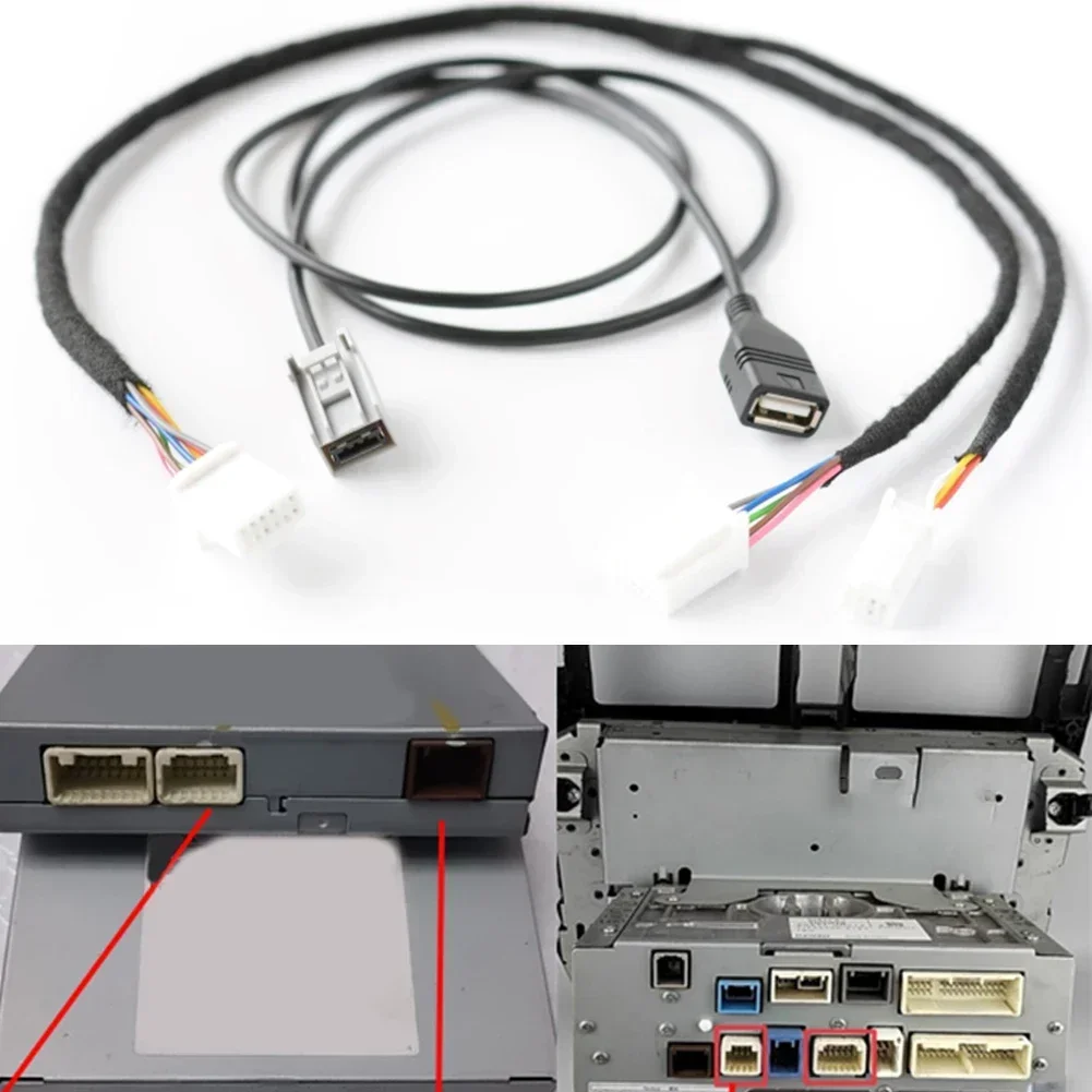 

Audio System Upgrade Music Module Cable 12Pin To USB 80CM ABS Material Back Of Radio Installation Non-deformed
