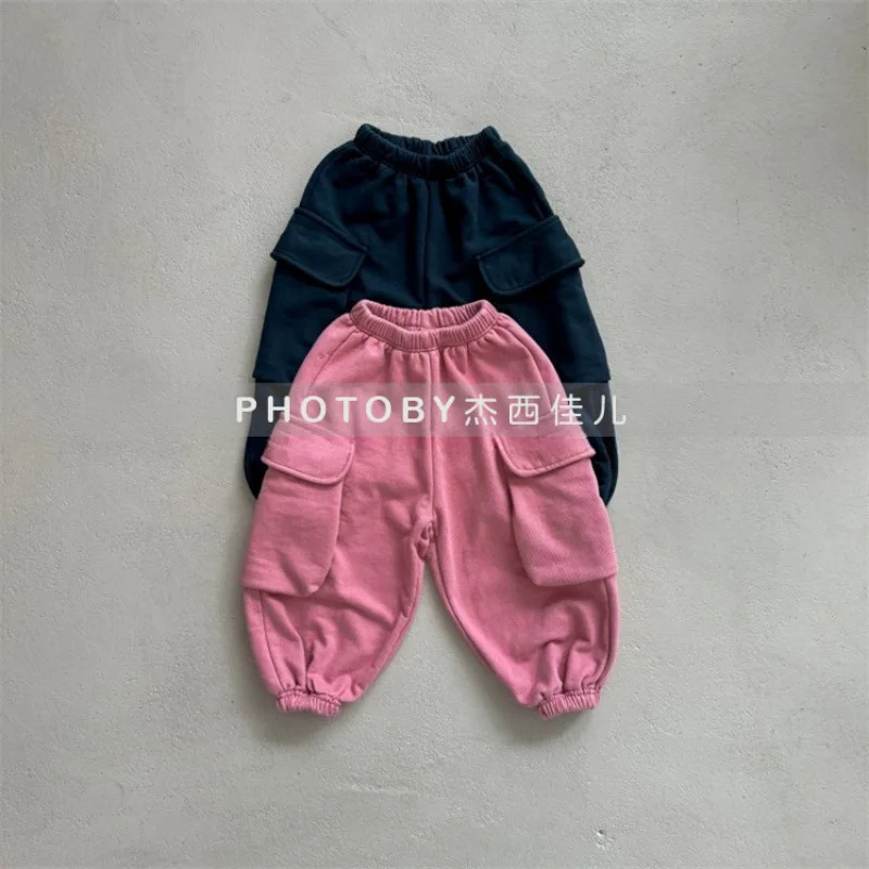 

Children's Large Pocket Overalls 2025 Spring and Autumn New Boys and Girls Trendy Relaxation Neutral Korean Trousers
