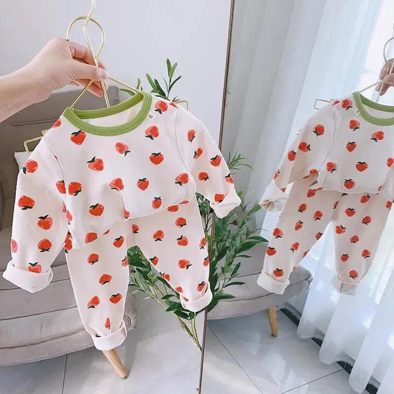 Pajamas Baby Clothes Boys Girls Spring and Autumn Children\'s Cotton Floral Home Clothing Underwear Set for Boys and Girls Outfit