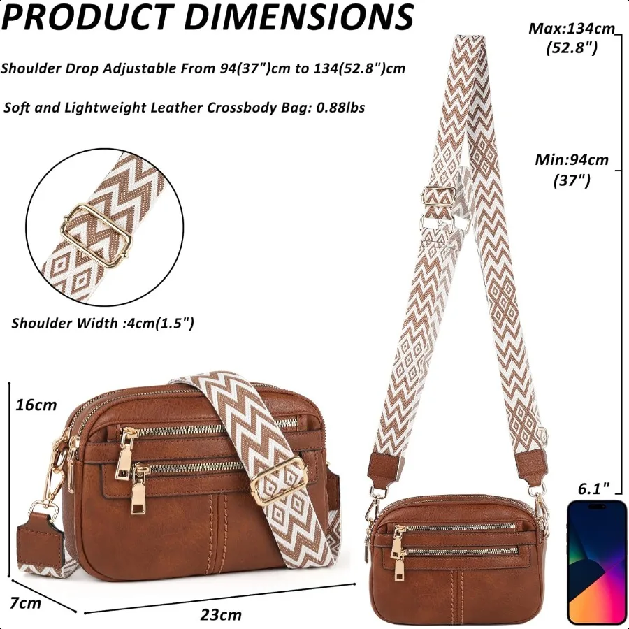 حقائب كروس للنساء 6 جيوب محافظ للنساء حقائب يد جلدية نباتية حقيبة كتف للتسوق أثناء السفر