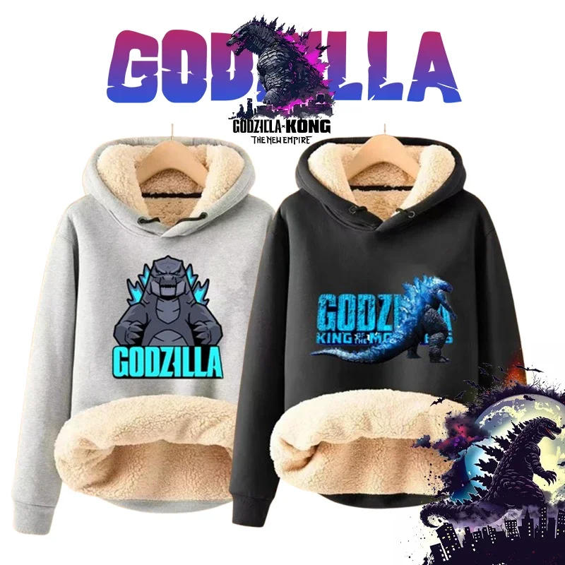 

Godzilla Men Thicken Warm Coat Kong Movie Cartoon Print Youth Clothes Autumn Spring Warm Adult Vogue Jacket Long Sleeve Pullover