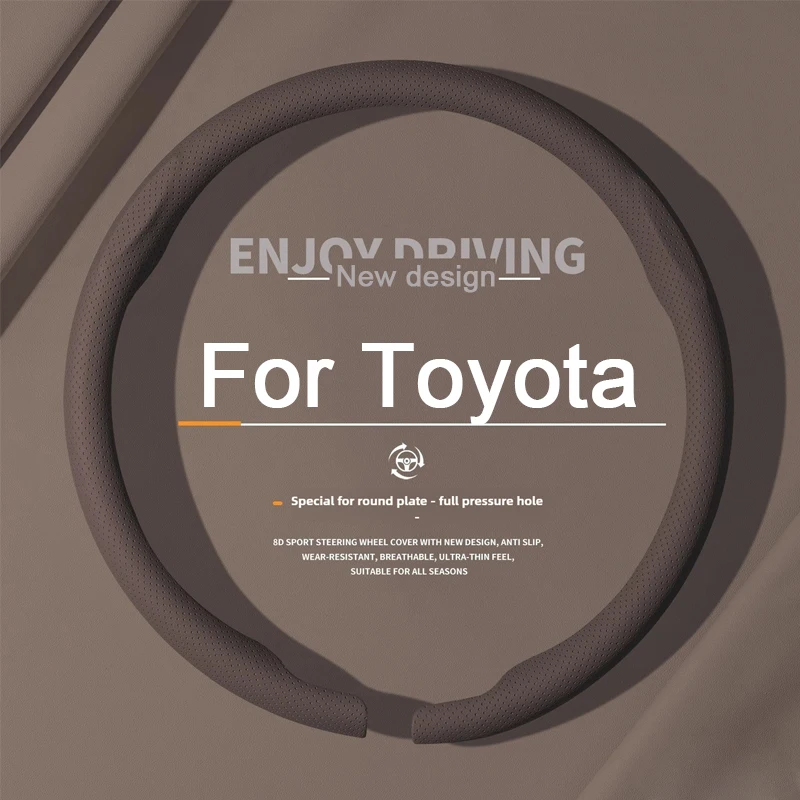 

38cm Steering Wheel Cover Nappa Leather Anti Slip Wheel Protector Cover For Toyota Camry CHR Corolla Rav4 Yaris Prado 120 150 FJ