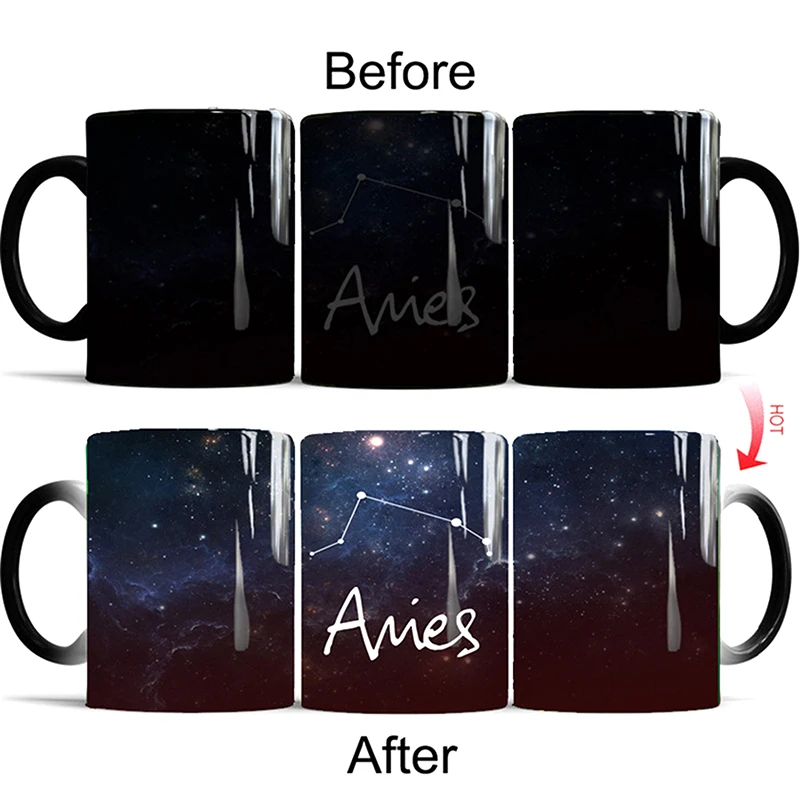 11oz Zodiac Ceramic Color Changing Mug Coffee Tea Mug 12 12 Constellations Tea Mugs Astrology Sign Magic Cups Cute Birthday Gift