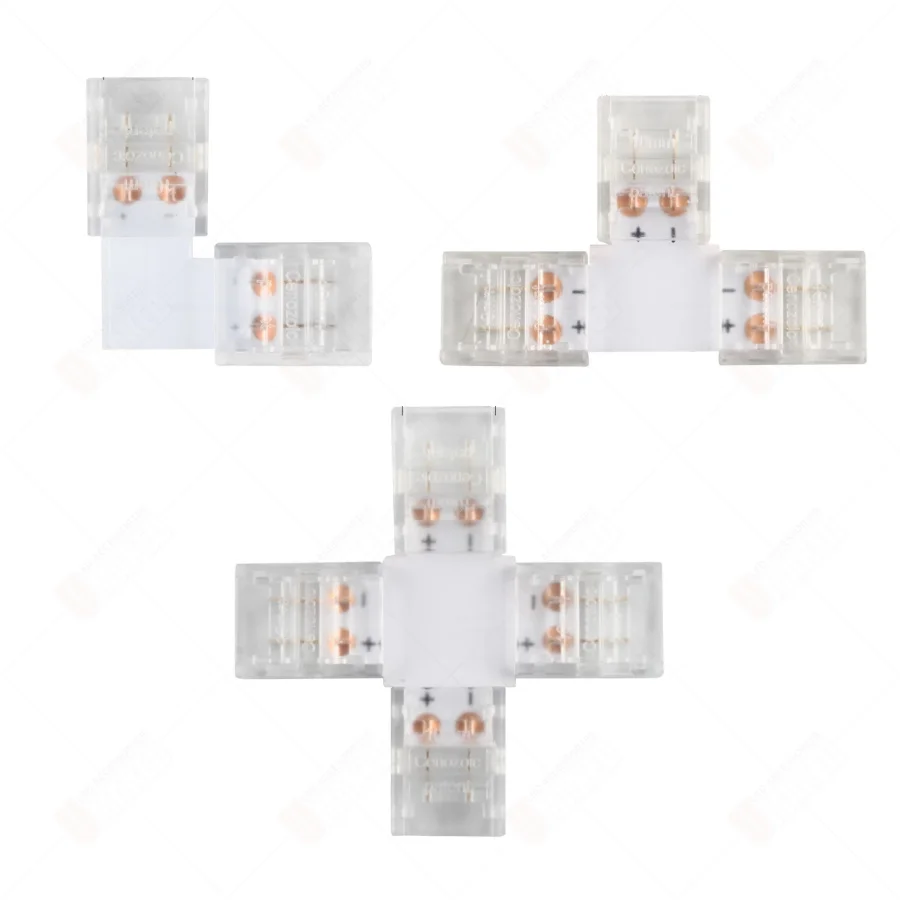 8mm 10mm 2Pin  L T Cross Shape LED Connector Clip For Connecting Corner Angle LED Strip Light Solderless PCB Board