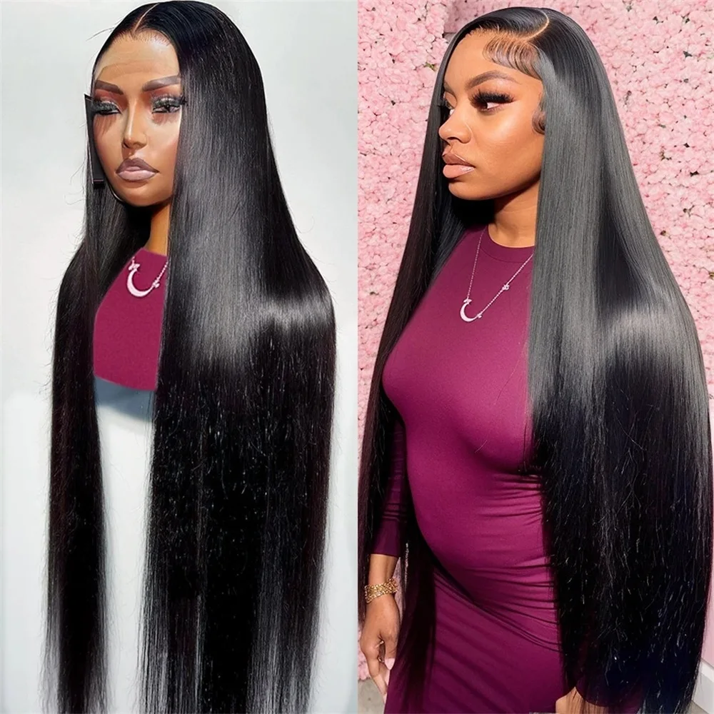 360 Full HD Transparent Bone Straight Lace Front Wig 30 36 Inch Brazilian 13x4/13x6 Human Hair Lace Frontal Wigs For Black Women