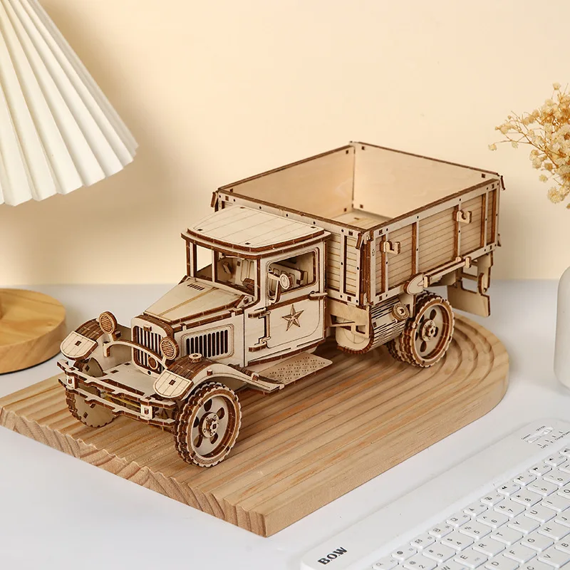 

3d Wooden Puzzle Movable Engineering Transport Vehicle Assembly Truck Car Model DIY Hobbies Toys Decoration Gift For Boys Truck
