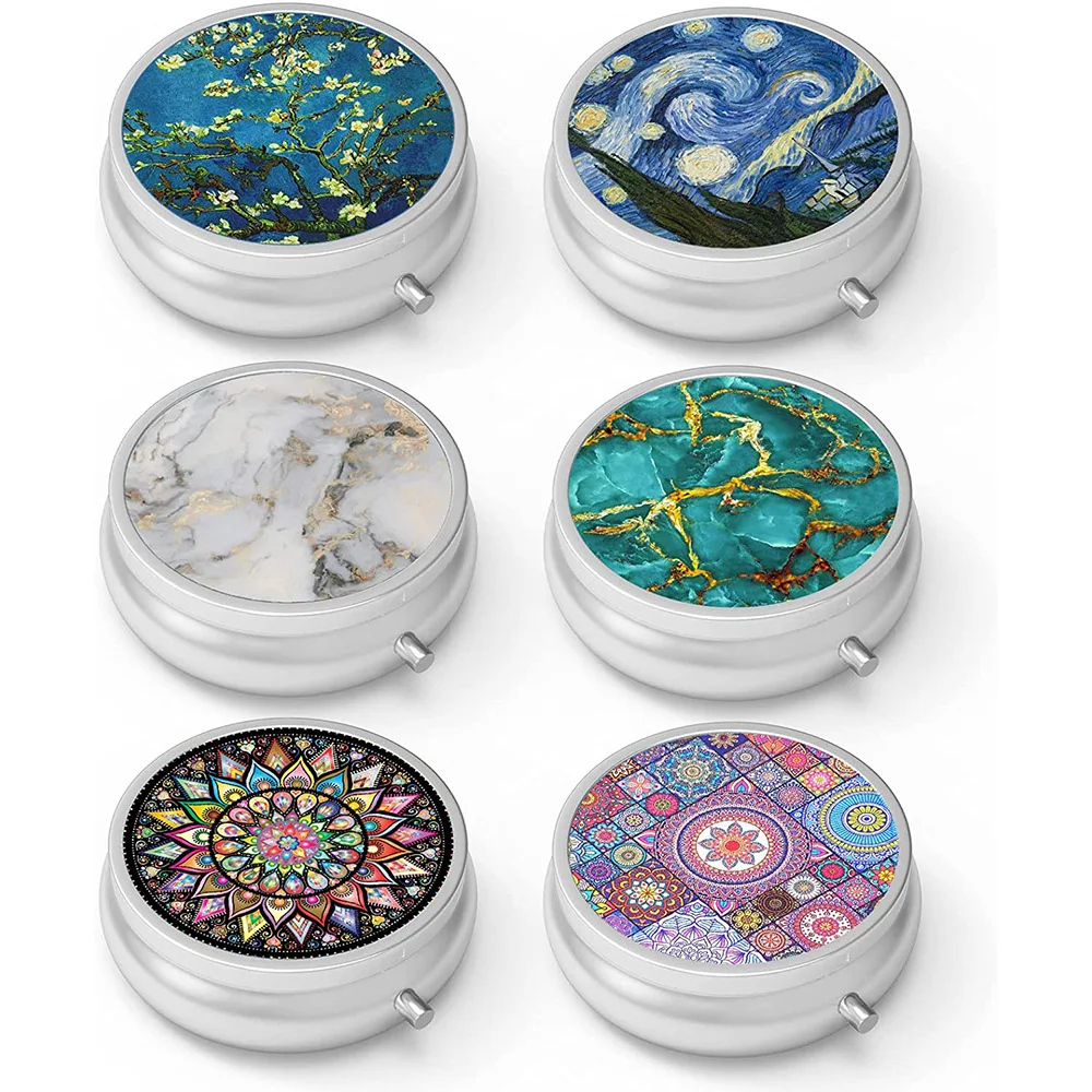 

Дорожный органайзер для таблеток с 3 отделениями, портативный футляр для лекарств для кармана/кошелька, декоративный ящик для хранения витаминов, мини-металлический