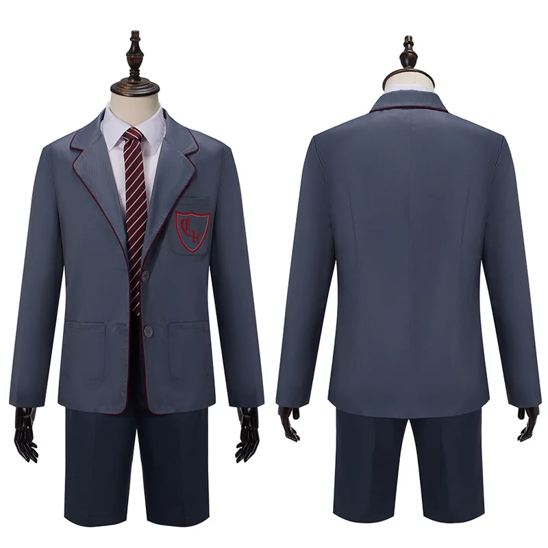 Matilda Grey School Uniform Cosplay Costume Musical Men Women Kids Casual Shorts Uniform Set in Red Halloween Party Outfit view 2