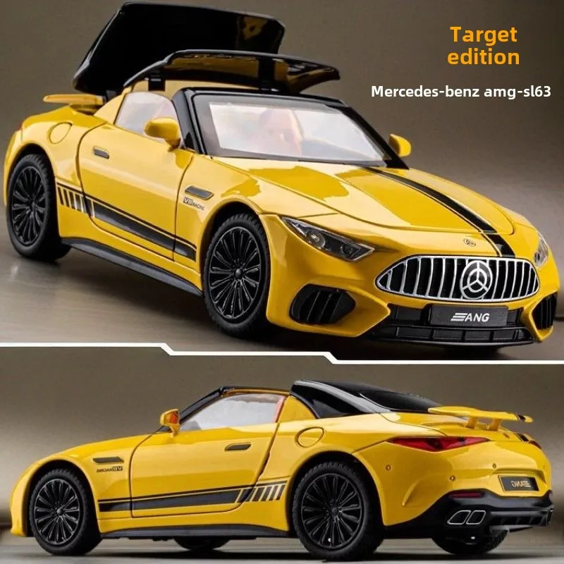 New 1:22 Benzs SL63 Supercar Alloy Die Cast Toy Car Model Sound and Light Children's Toy Collectibles Birthday Gift