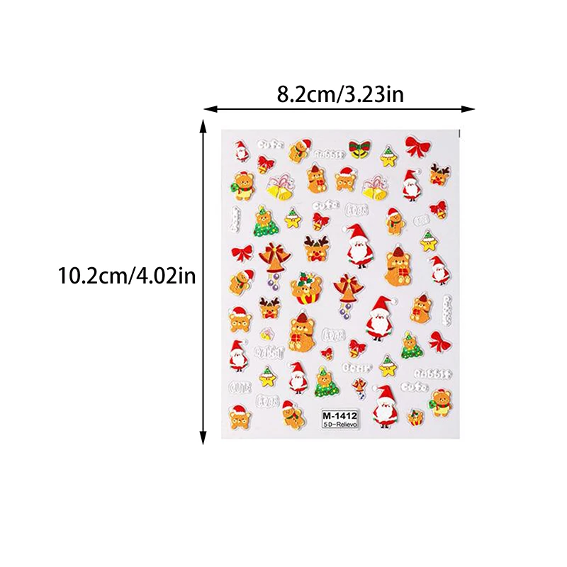 Cartoon Kerst Reliëf Sneeuwpop Sneeuwvlokken Nail Art Stickers Kerstman Elanden Kerst Decals DIY Manicure Accessoires Geschenken