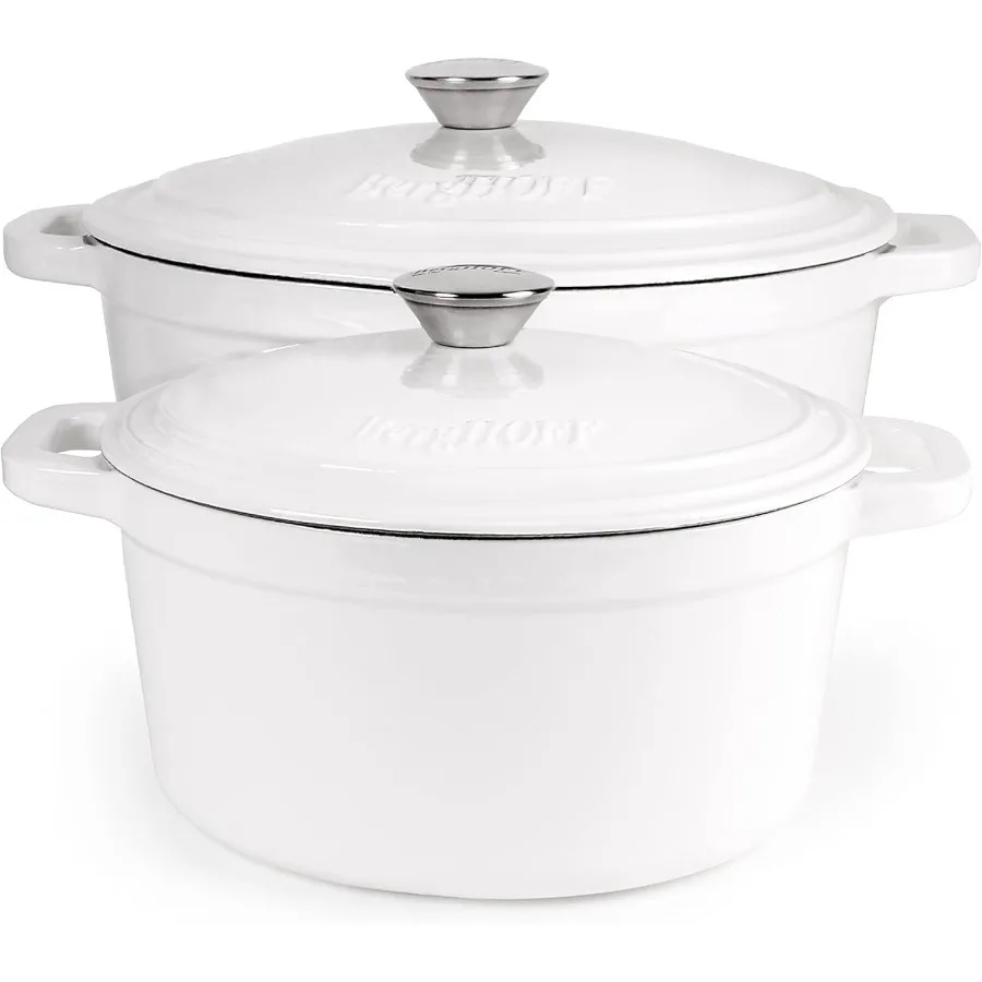 

Набор эмалированной чугунной посуды Neo, 4 шт., 3 кварты. 7qt. Голландские духовки с подходящей крышкой, быстрая и равномерная жарка, безопасная белая духовка