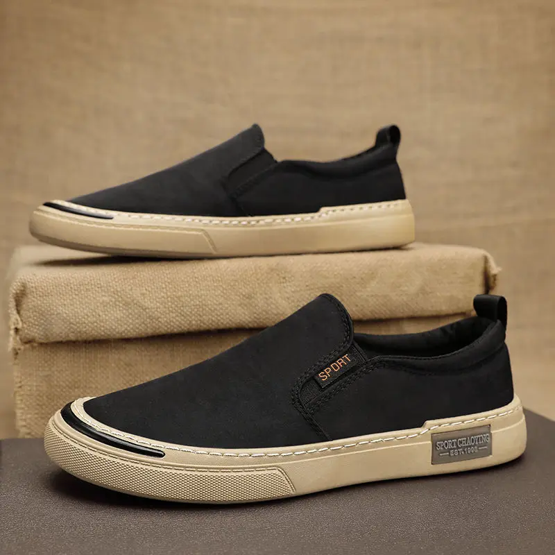 

Vulcanize Shoes for Men Shipping Free Trendy Spring Autumn Sneakers Man Slip-ons Leisure Breathable Sports Plimsoll Flat Canvas