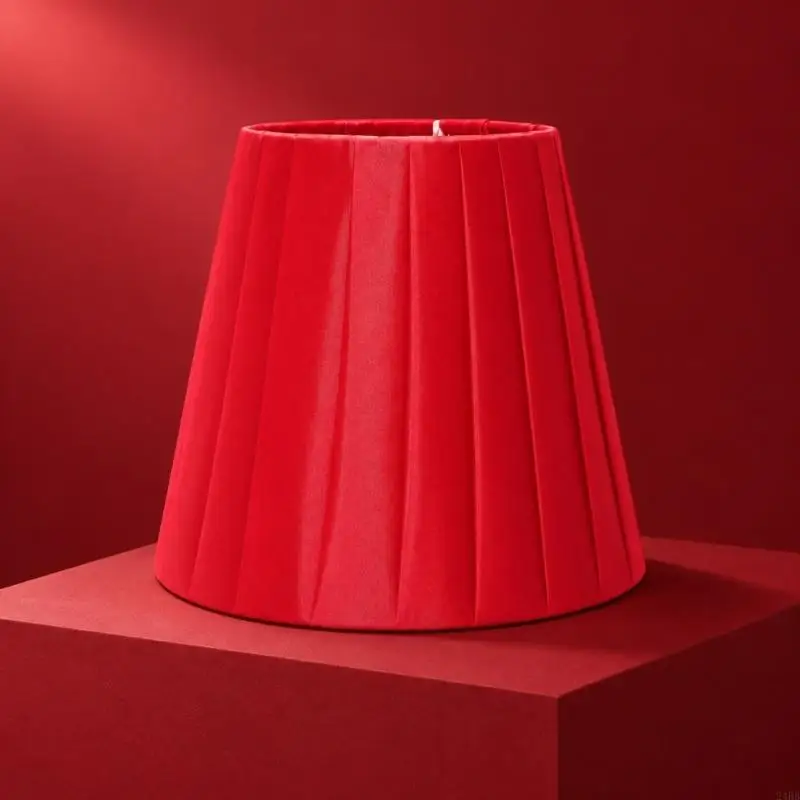 Pleated Fabric Lamp Shade with Tool-Free Clip-On Bulb Fitter, Tapered Round Form for Living Room or Reading Lamps 24BB