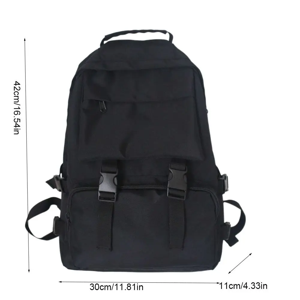 Zaino per studenti di grande capacità alla moda Borsa da scuola in tela multitasche tinta unita Borsa a tracolla Harajuku in nylon da viaggio