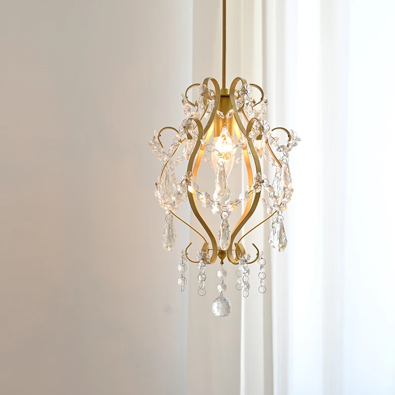 

Indoor furniture bedside chandelier premium American retro crystal lamp restaurant bar aisle small chandelier