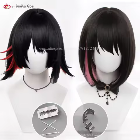 Ellen Joe Cosplay Wig 32cm/35cm Black Blue Mixed Rose Red Heat Resistant Synthetic Hair Anime Costumes Wig For Women + Wig Cap
