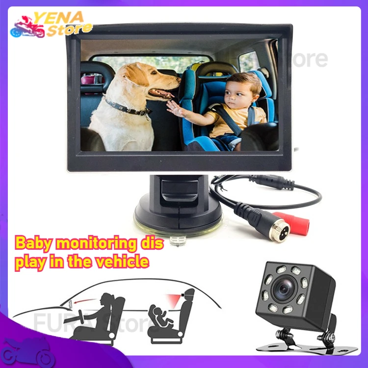 

Baby car camera, 5-inch touch screen baby monitor, with infrared adjustable viewing Angle of 150°, For children and infants