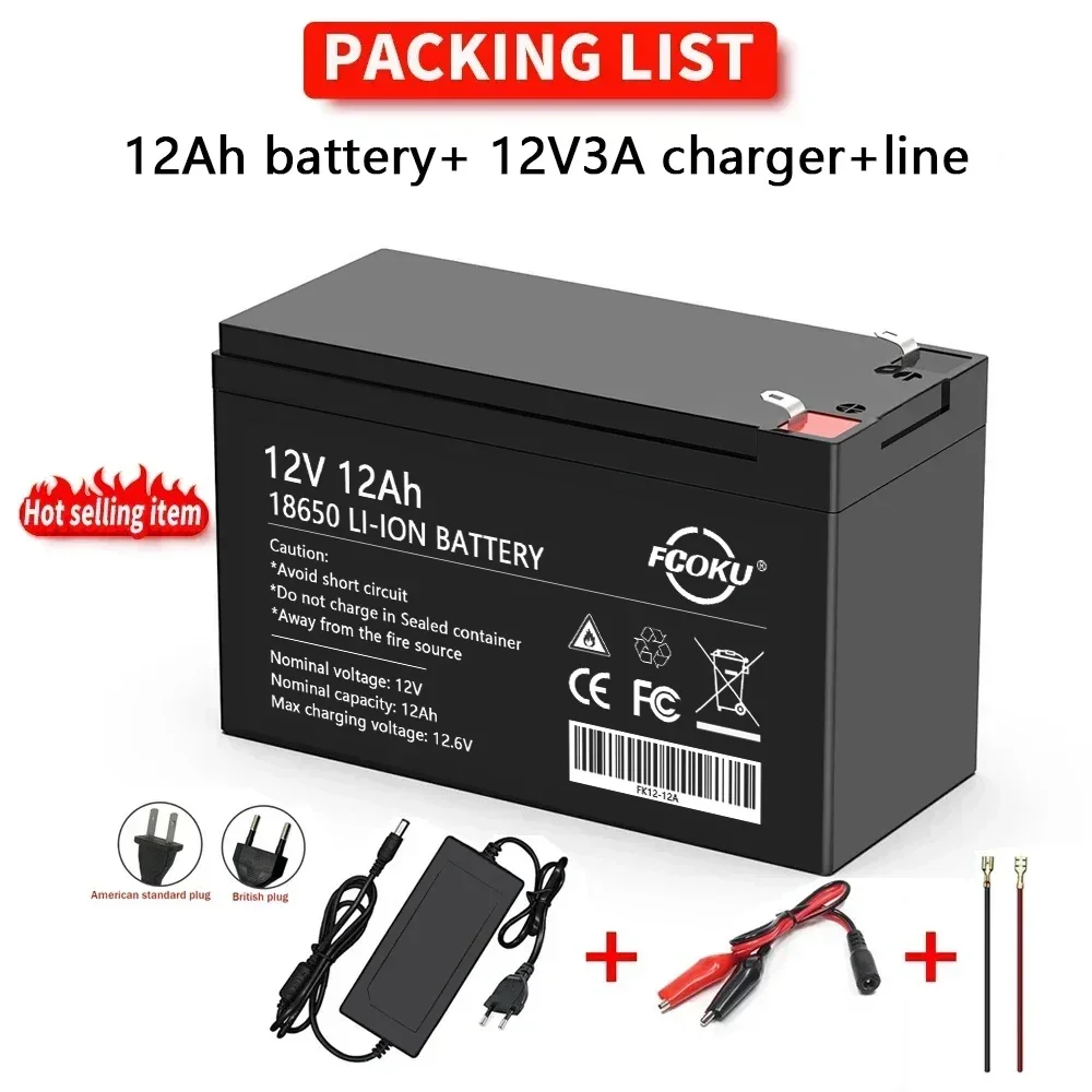 

18650 3S6P Enhanced Version 12V 12AH Lithium Battery Pack Has Built-In BMS High Current 30A For Sprayer Electric Mobile Battery.