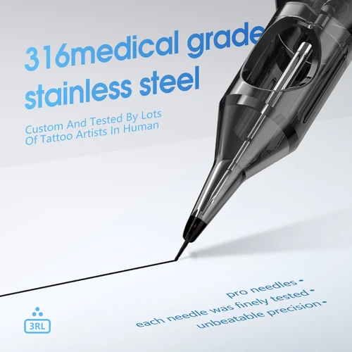 Imagen 2 del producto T-Rex 20 piezas cartucho de tatuaje aguja almohadillas redondas esterilizador desechable maquillaje permanente seguro tatuaje 01rl 03rl 05rl 07rl