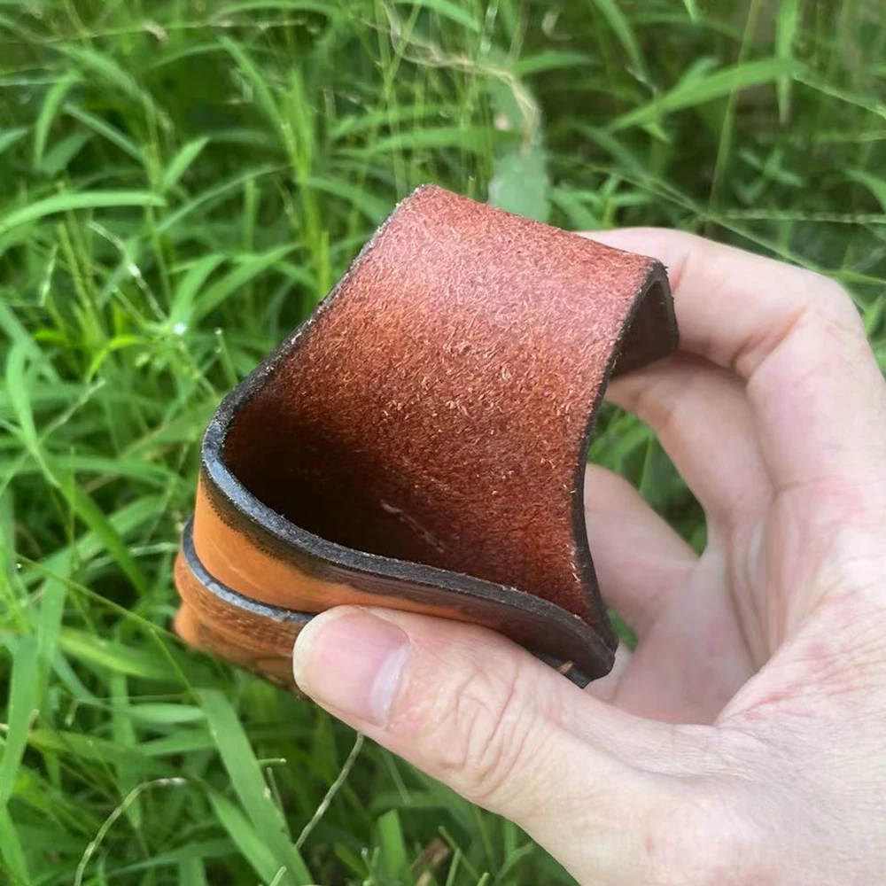 First Layer Genuine Cowhide Pocket Folding Small Straight Leather Case, Scabbard Sheath , Outdoor Hunt Cover Belt DIY