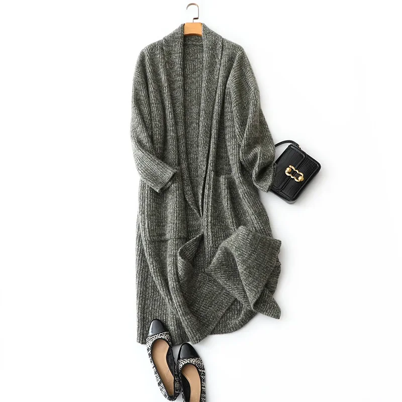 

aliaga luxury winter oversized cardigan coat long ladies high quality 100% pure cashmere cardigan sweater fashion knitwear