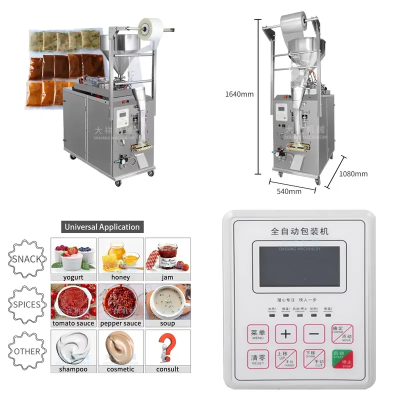 

2026 DZD-220JB Autom Liquid Paste Packet Sachet Pouch Bagging Sealing Sauce Ketchup Filling Shampoo Sachet Packing Machine
