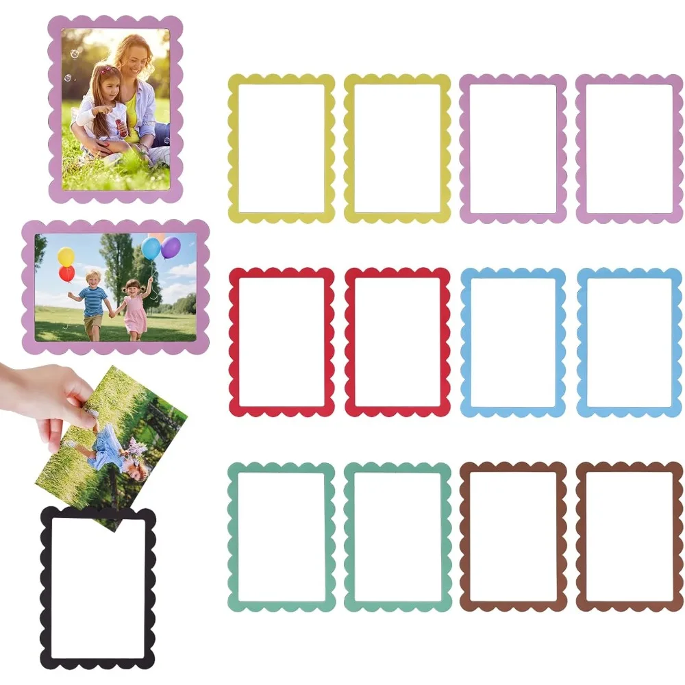 12 graduation season wavy edge magnetic photo frame set, reusable decorative photo clip magnet,