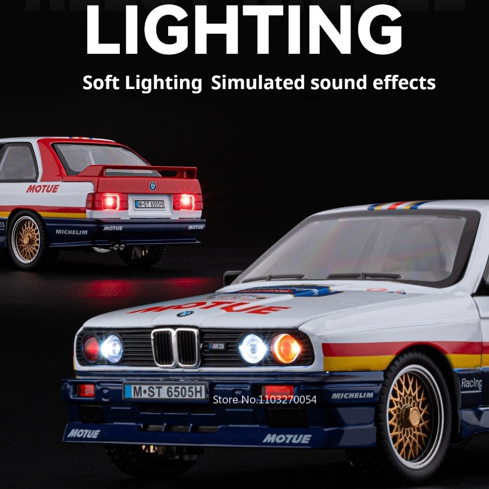 Model samochodu M3 ze stopu metalu, skala 1:24, 530Li, zabawka, otwierane drzwi, dźwięk, światło, napęd pull-back, miniaturowe pojazdy, prezenty świąteczne dla dzieci.