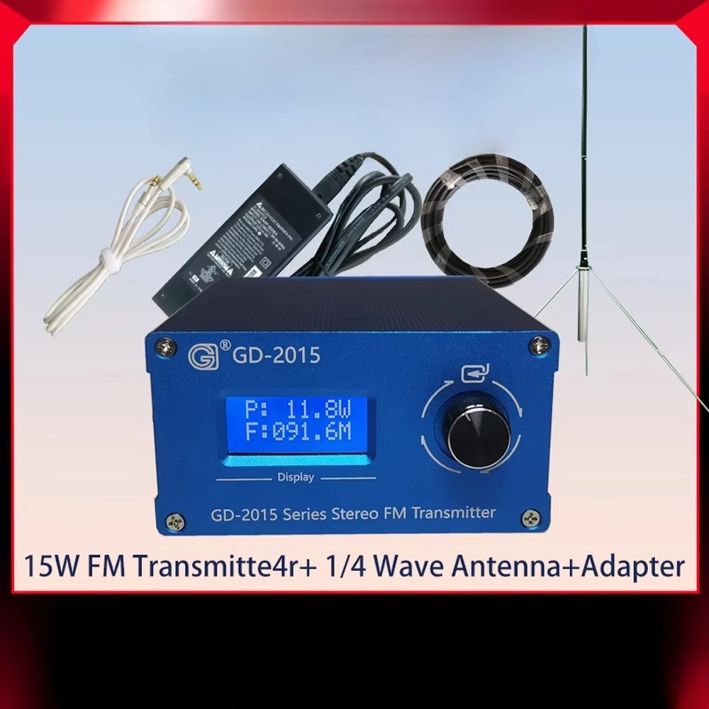 

Gold seller GD-2015-ALL-50W 15W FM Broadcast Radio Transmitter + 50w 1/4wave Antenna + Coaxial Cablet Radio Station QN Chip Q9 7