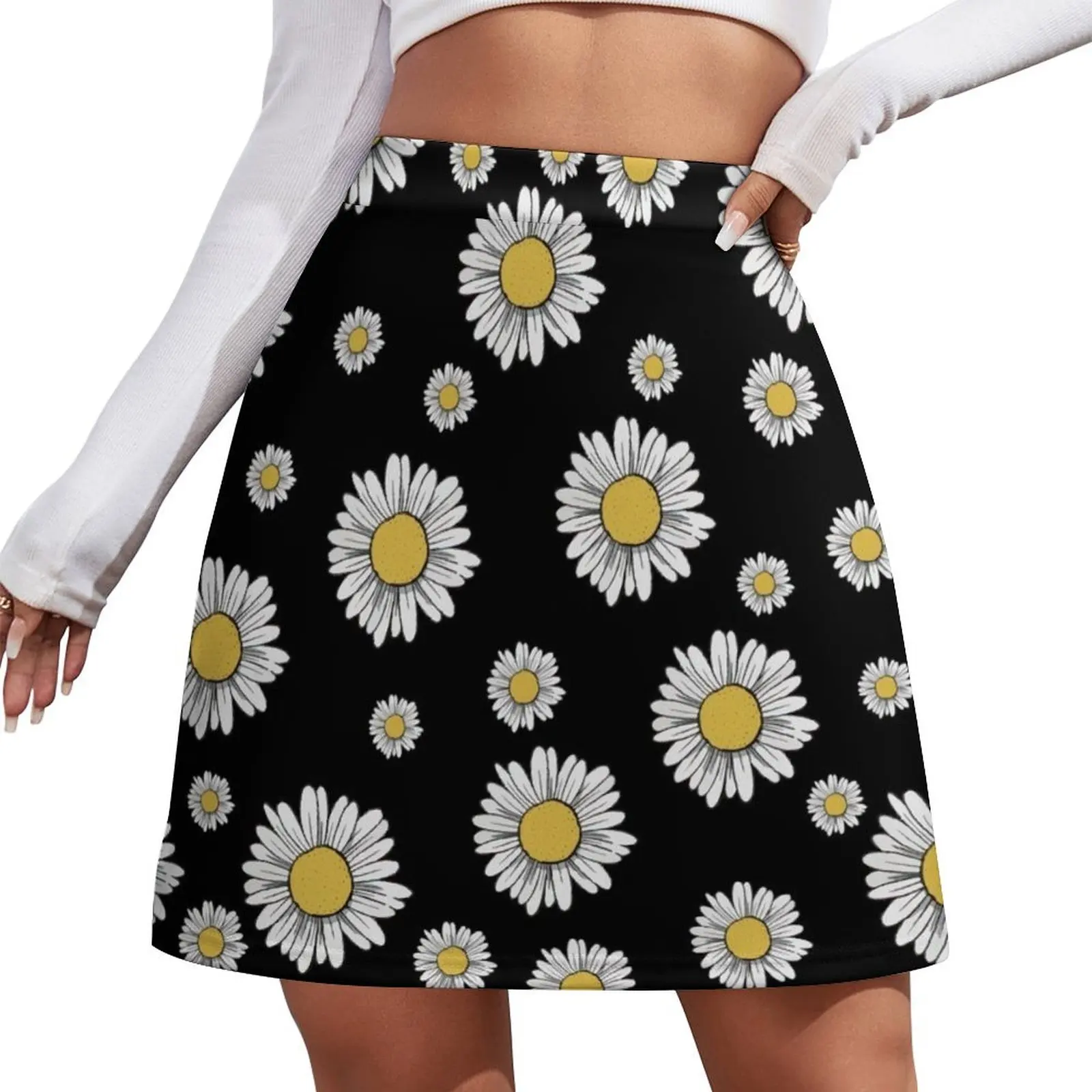 Flower Women's T-shirt, Women's Comfortable T-shirt, Daisy T-shirt, Daisy women's tee, Daisy Flower T-shirt Mini Skirt