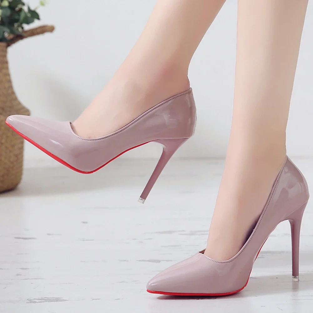 Plus Size Women Shoes Fashion Pointed Toe Platform Heels Patent Leather Dress High Heels Women Pumps Mary Jane Shoes Red Heels