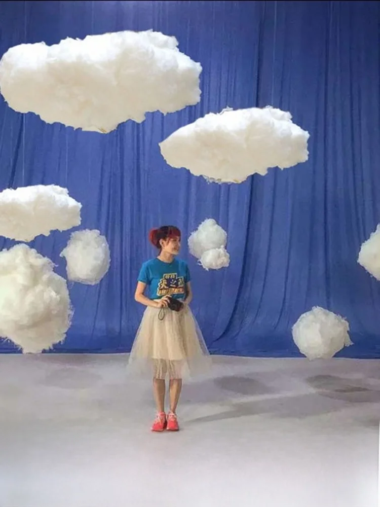 

Wedding Props Cotton Clouds School Bedroom 3D Top Cloud Decorations Hanging Ornaments Creative Home Decorations PP Cotton