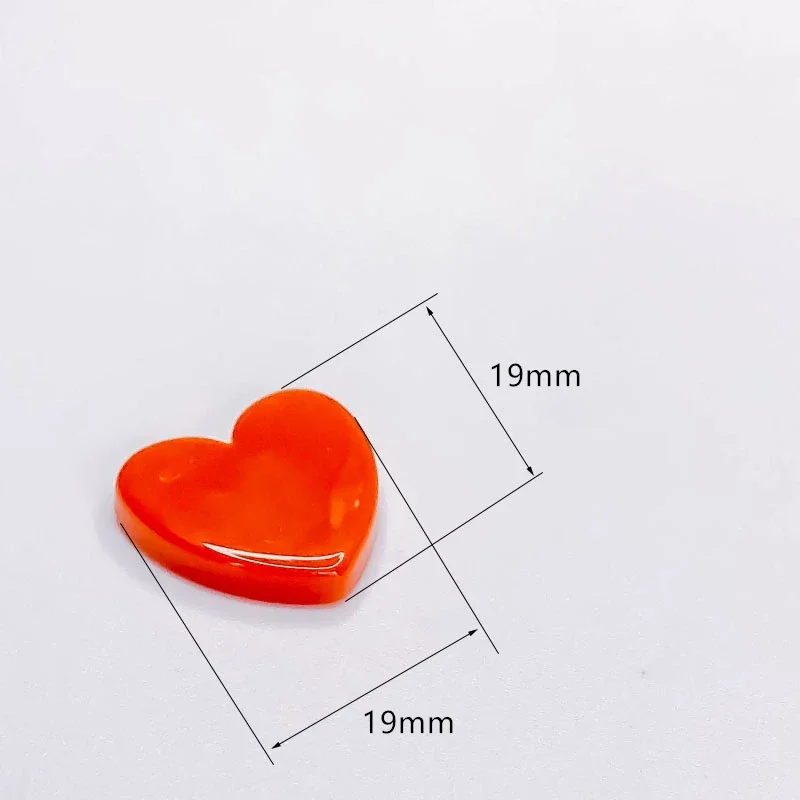 Resin Plastic Flat Back Heart Shape Pendant Earring Accessories Jewelry Component Diy Handmade Material 10pcs