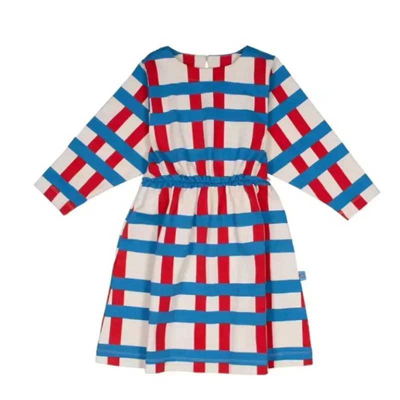 Pre-sale(Ship in October) Wyn 2024 Autumn Kids Girls Dress Lattice Cotton Party Dresses For Girl Children Winter Casual Clothes