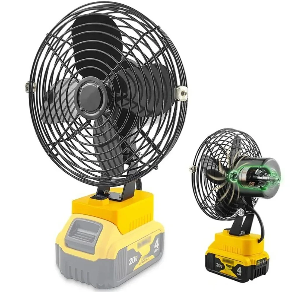 Cordless Camping Fan Ventilador Jobsite para Dewalt 18v 20v Li-ion Battery Dcb205 Dcb203 Ventilador Velocidades para Tenda Trabalho ao ar Livre Casa
