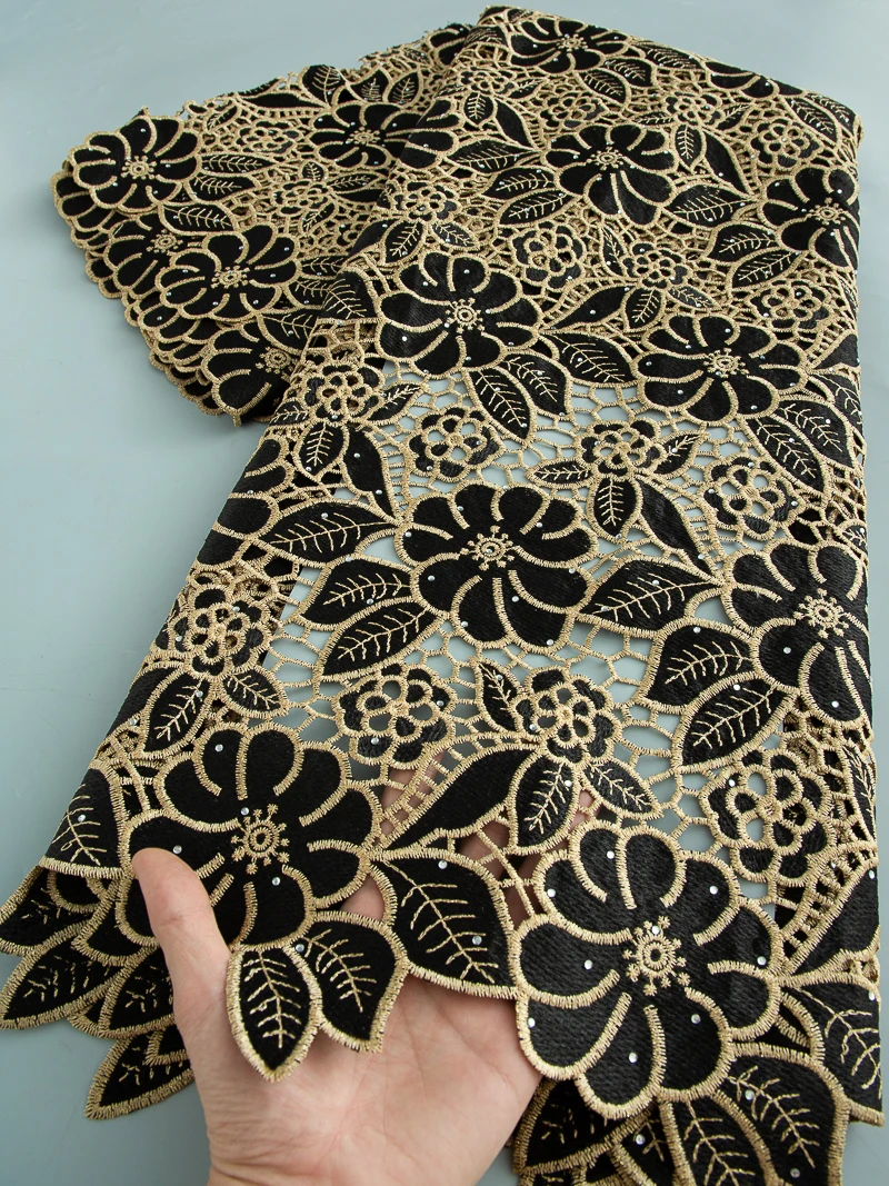النيجيري الحبل أقمشة الدانتيل 2025 جودة عالية الأحجار الأفريقية جبر الدانتيل الفرنسية للذوبان في الماء أقمشة الدانتيل لفستان الزفاف 5 ياردة #6