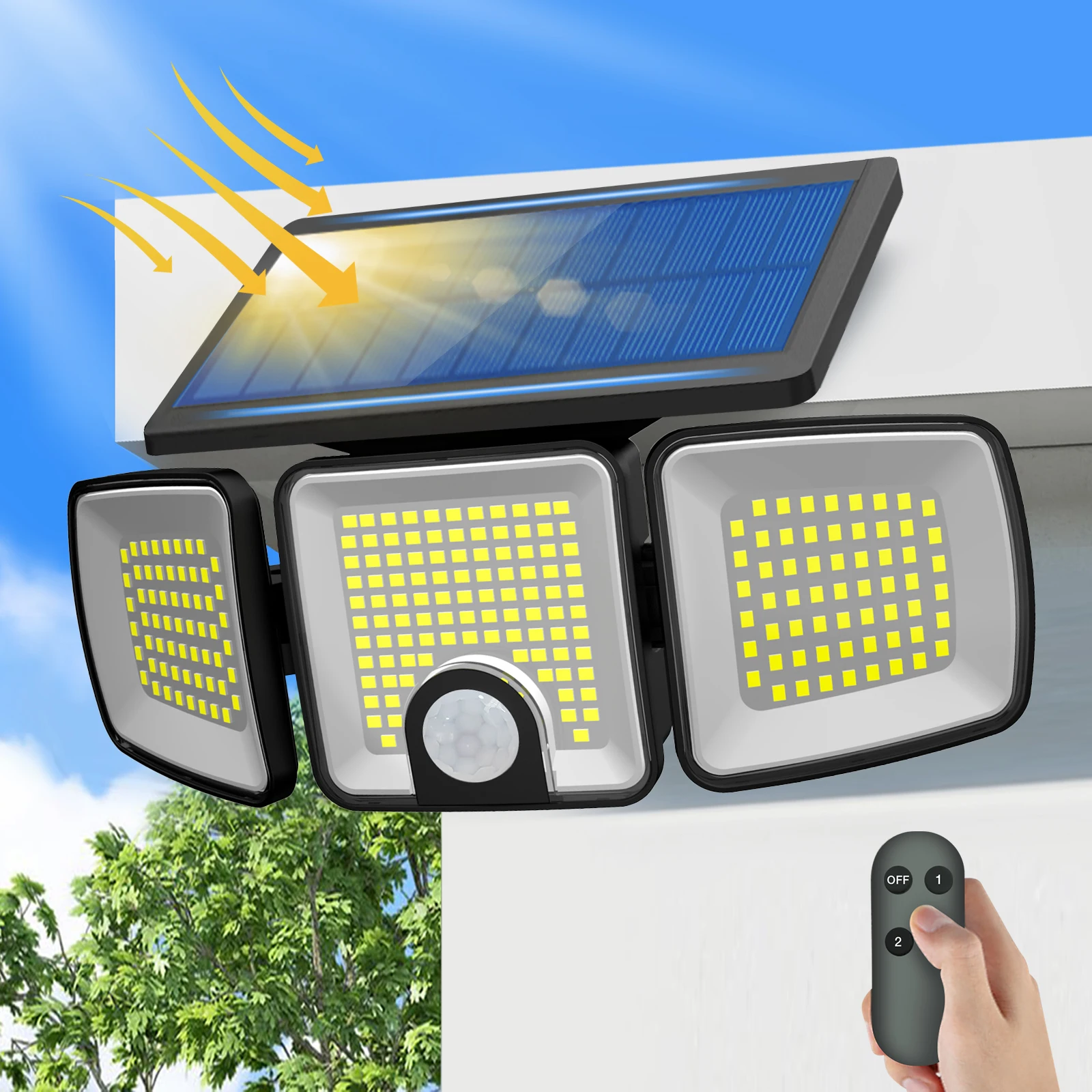 

Прожекторы, уличные солнечные фонари с датчиком движения, 223, светодиодный светильник безопасности, водонепроницаемый светодиодный прожектор для двора, гаража, сада