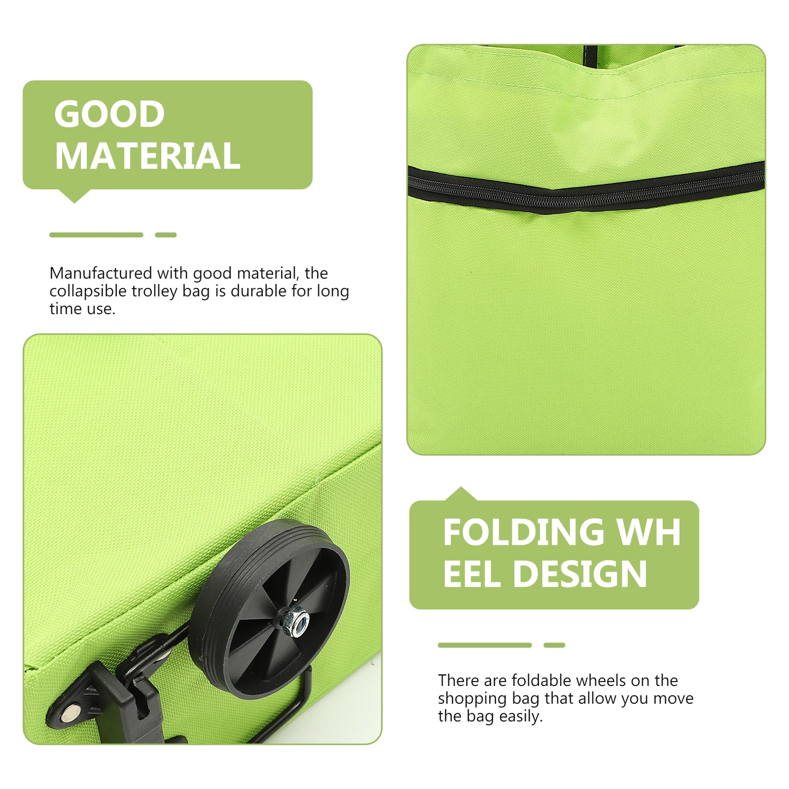 

Collapsible Trolley Bag with Foldable Wheels Large Capacity Grocery Shopping Storage Laundry Cart Folding for Easy